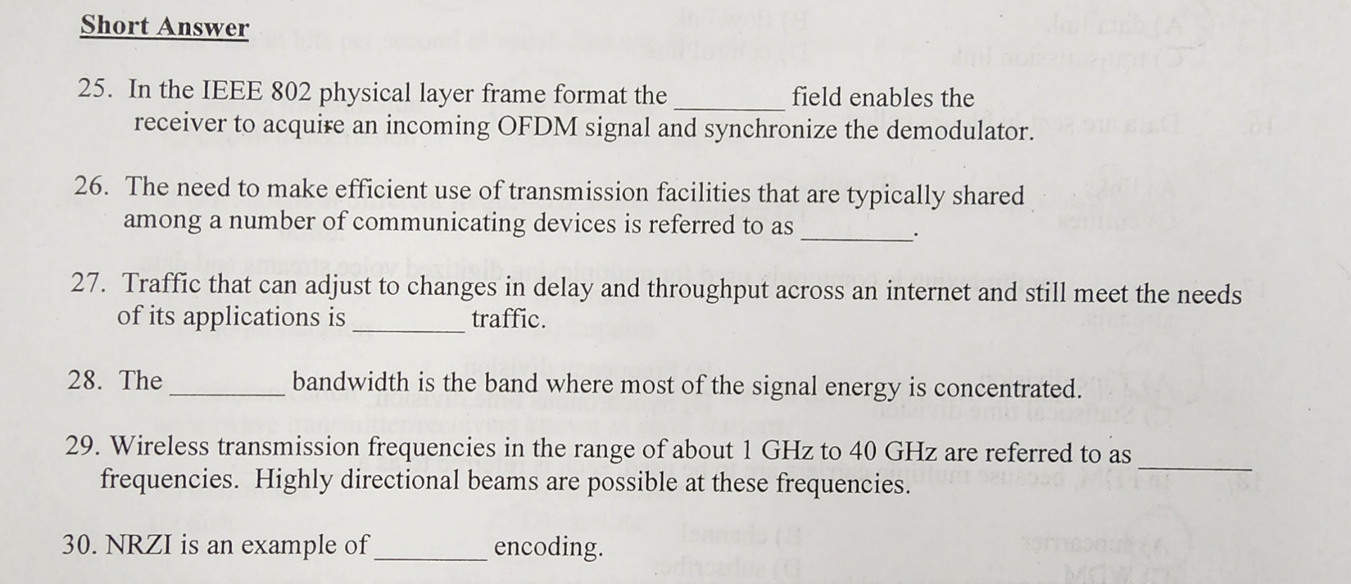 Short Answer 2 5 . In the IEEE 8 0 2 physical