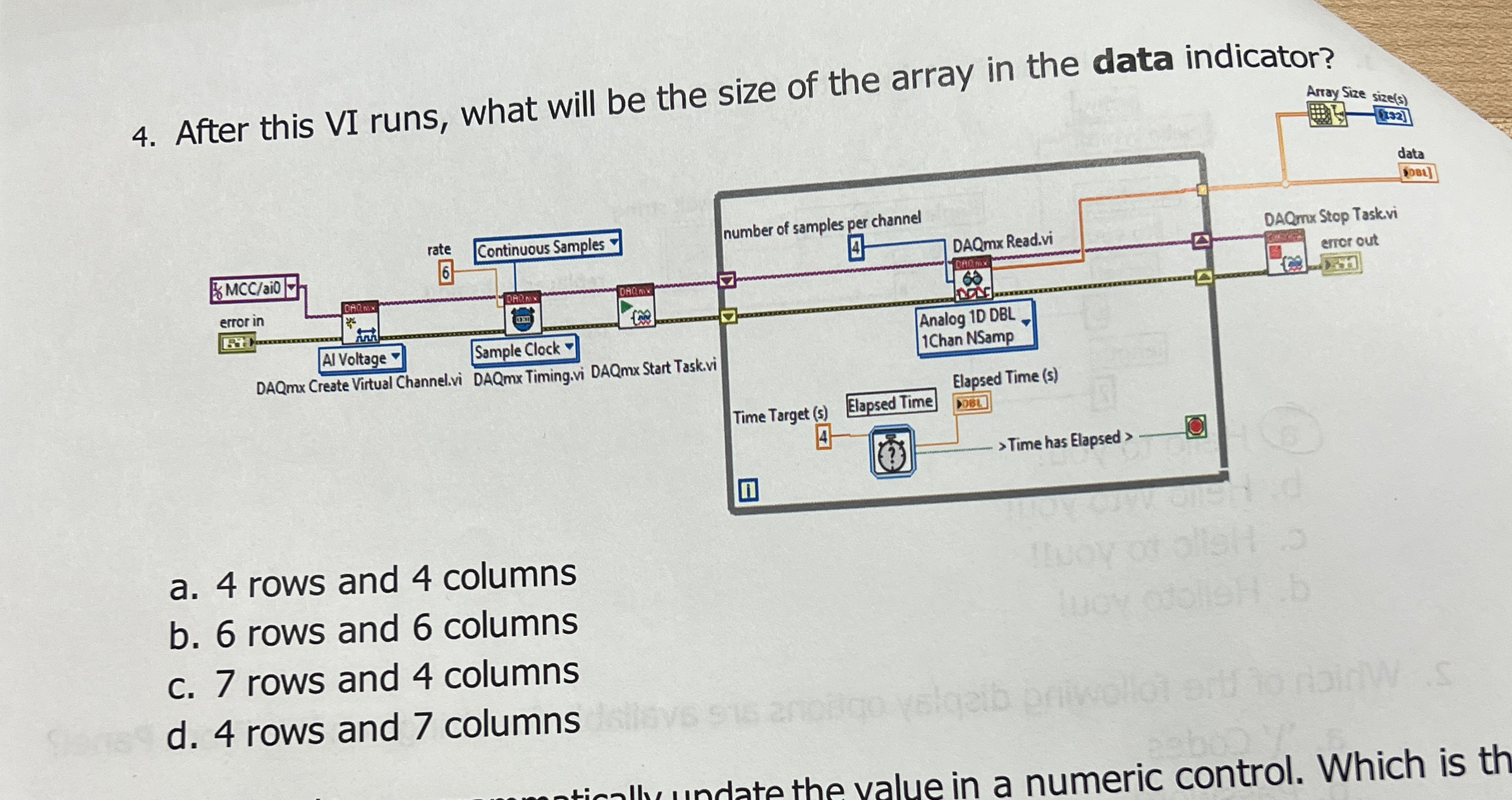 After this VI runs, what will be the size of the
