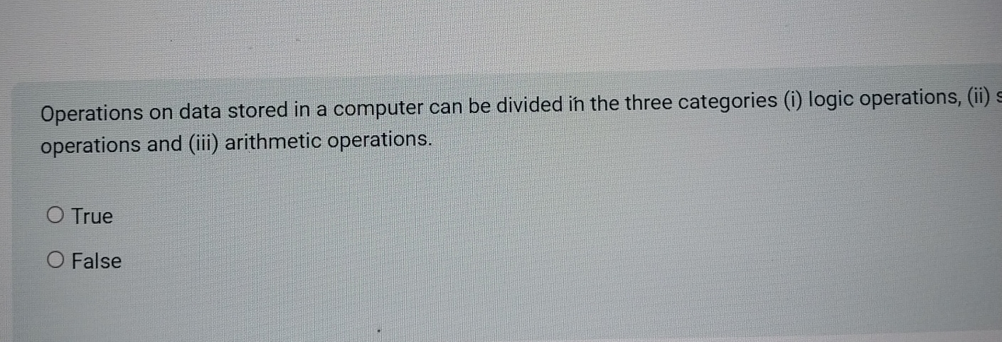 Operations on data stored in a computer can be