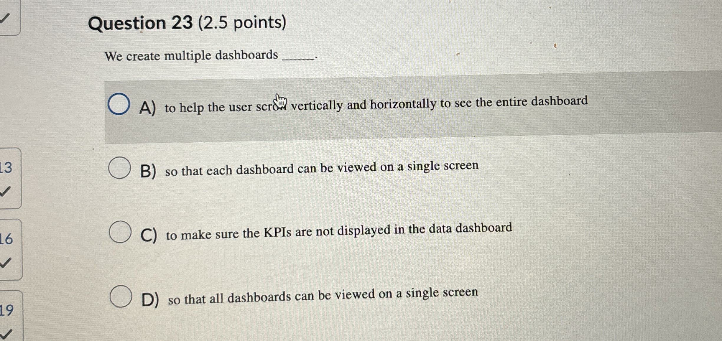 Question 2 3 ( 2 . 5 points ) We create multiple