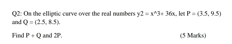 Q 2 : On the elliptic curve over the real numbers