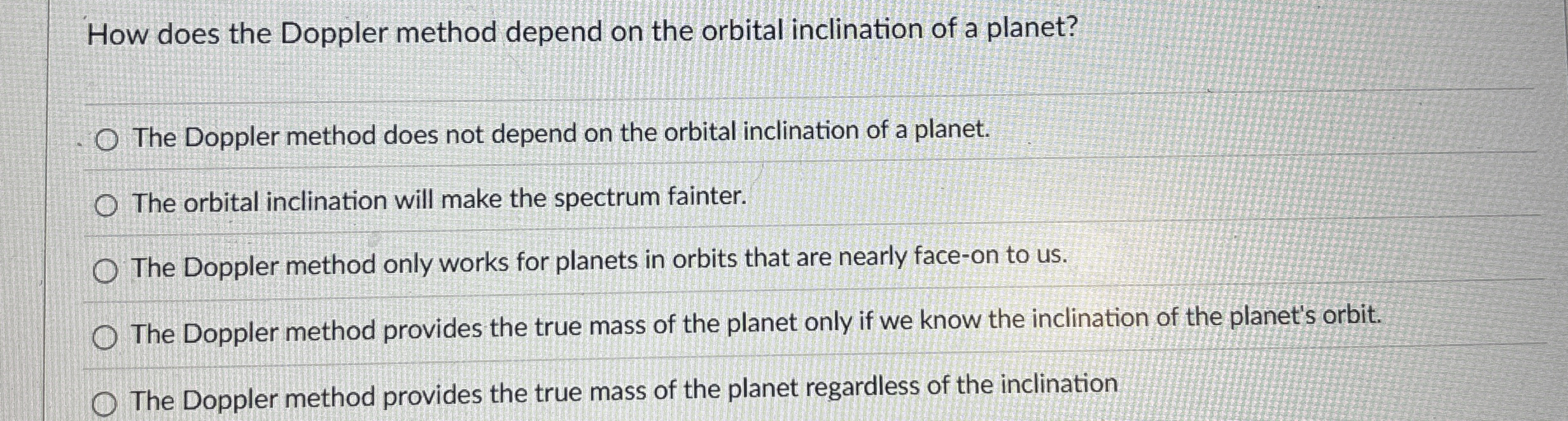 How does the Doppler method depend on the orbital
