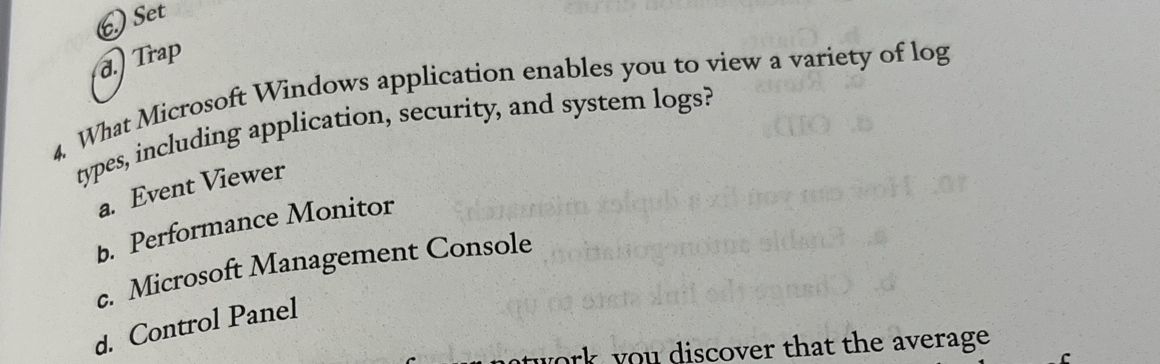 a . Trap 4 . What Microsoft Windows application