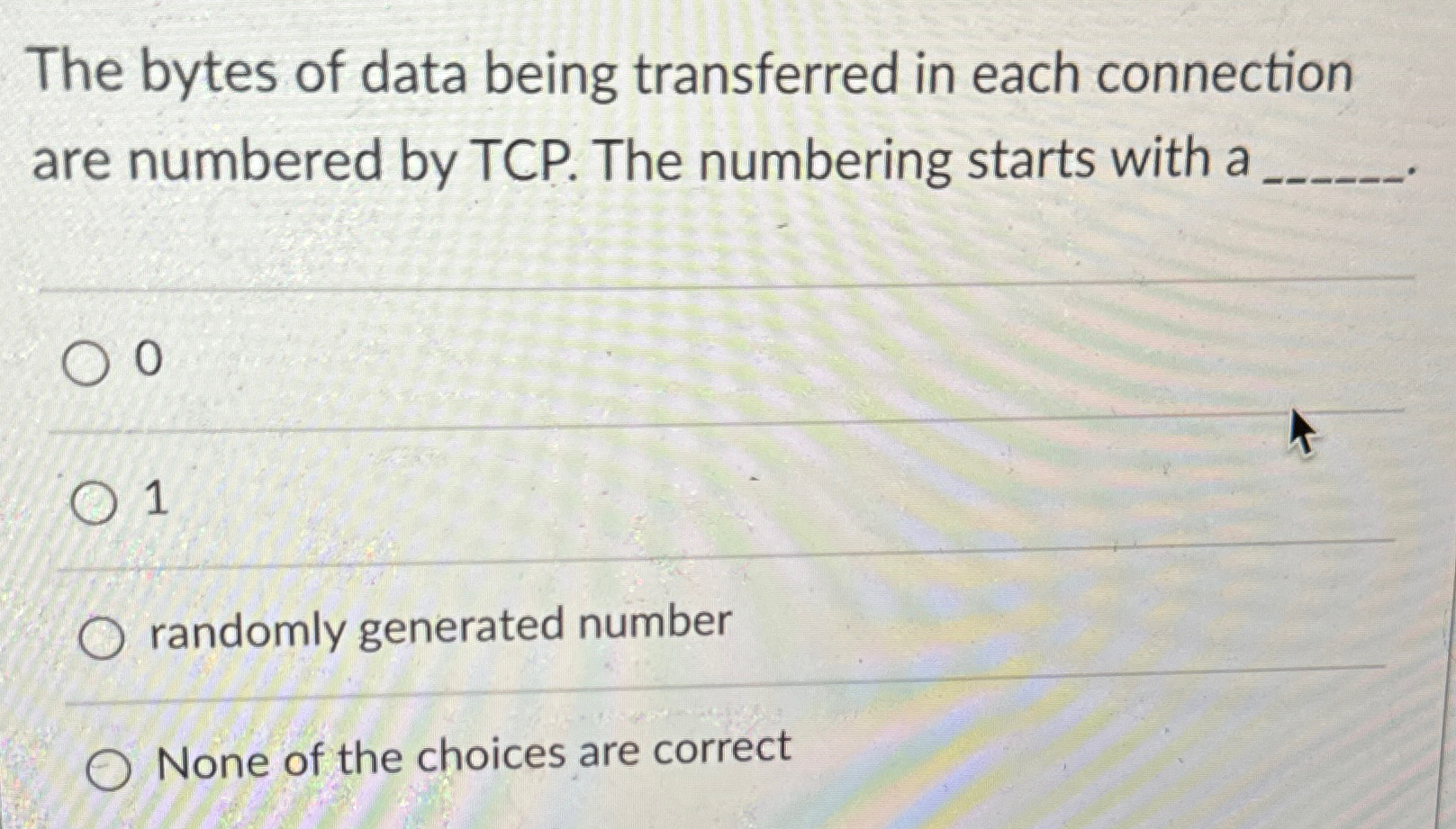 The bytes of data being transferred in each