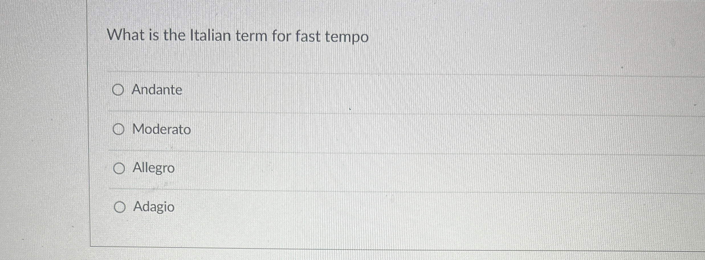 What is the Italian term for fast tempo Andante