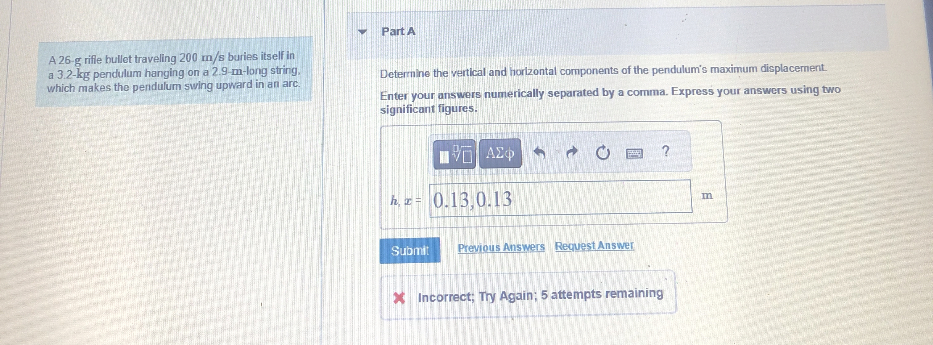 A 2 6 - g rifle bullet traveling 2 0 0 m s buries