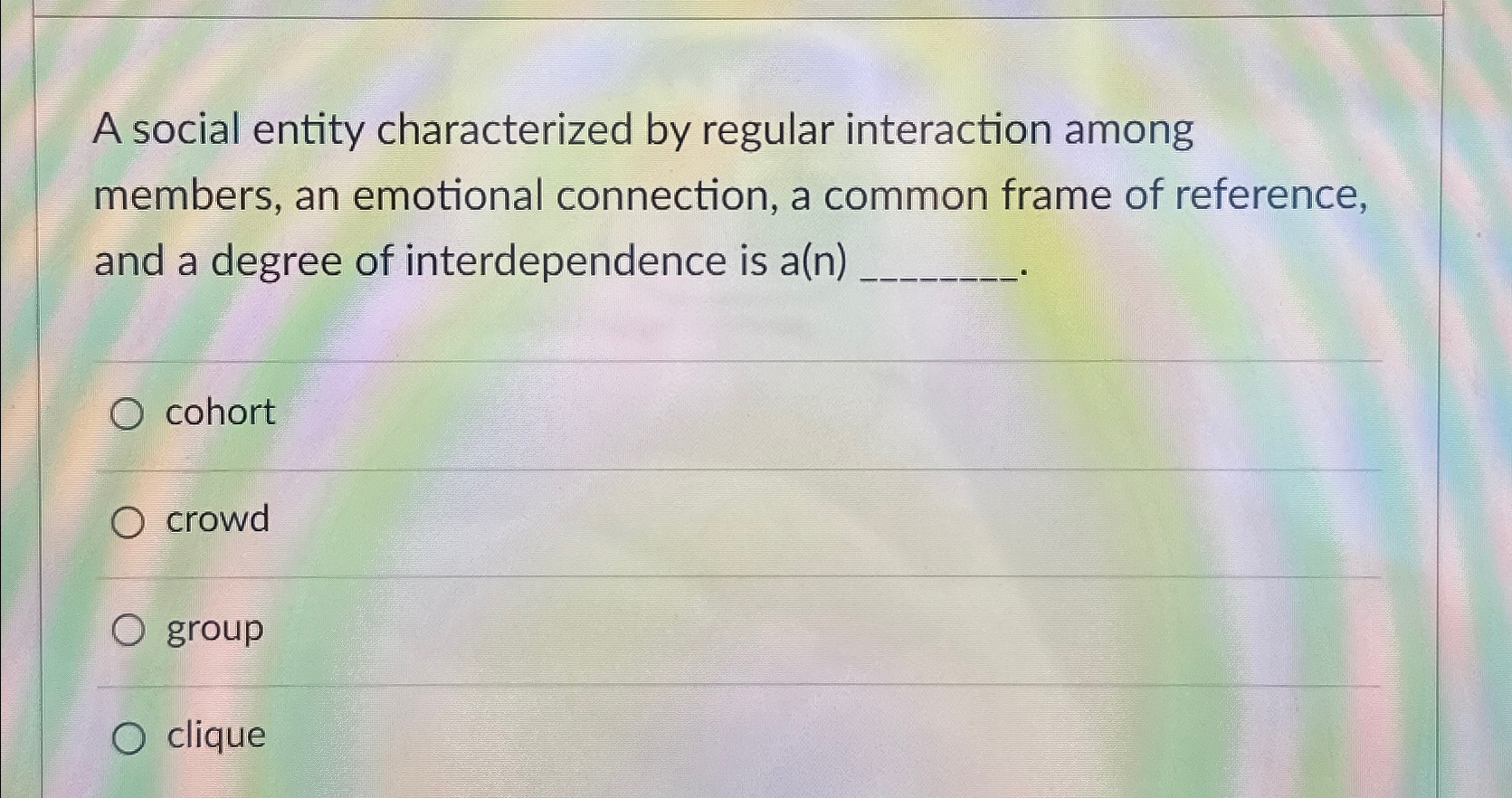 A social entity characterized by regular