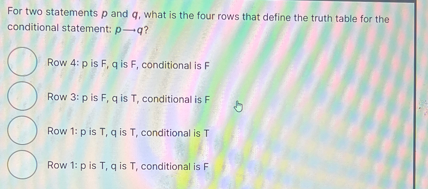For two statements p and q , what is the four