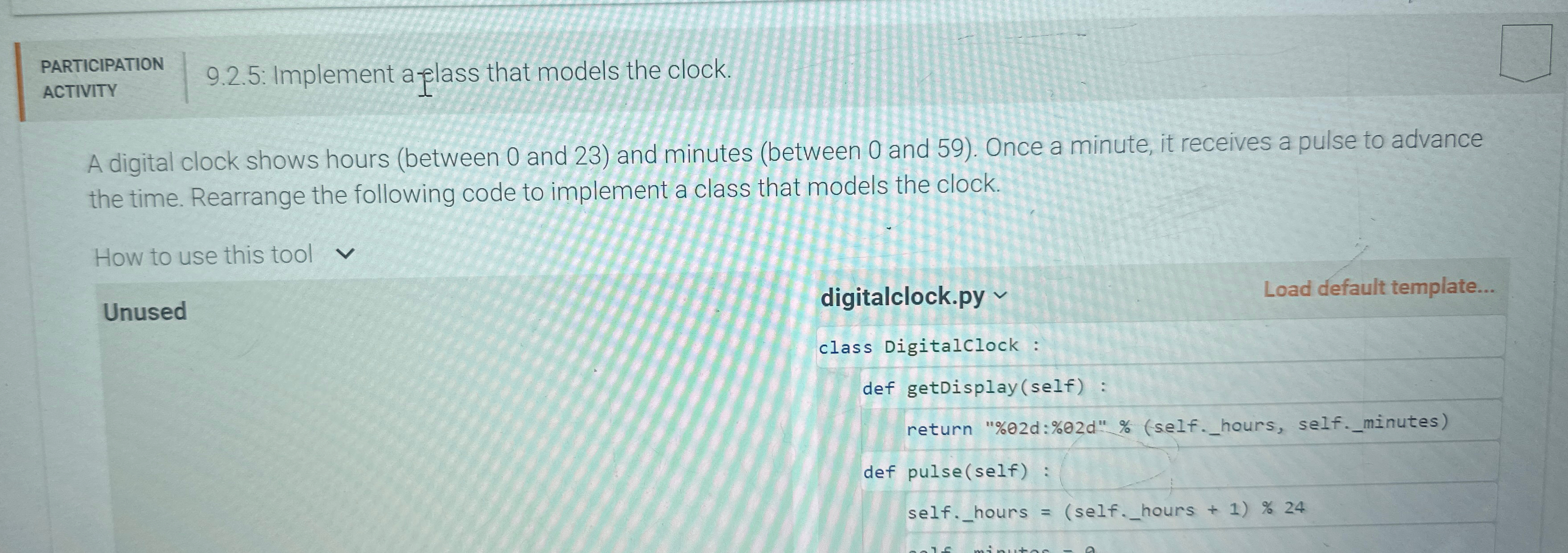PARTICIPATION ACTIVITY 9 . 2 . 5 : Implement