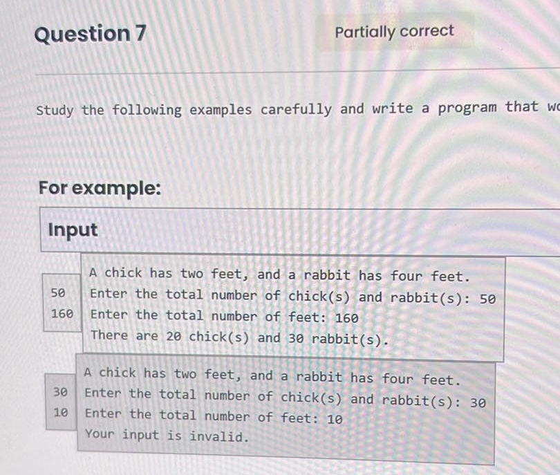Question 7 code in python please Partially