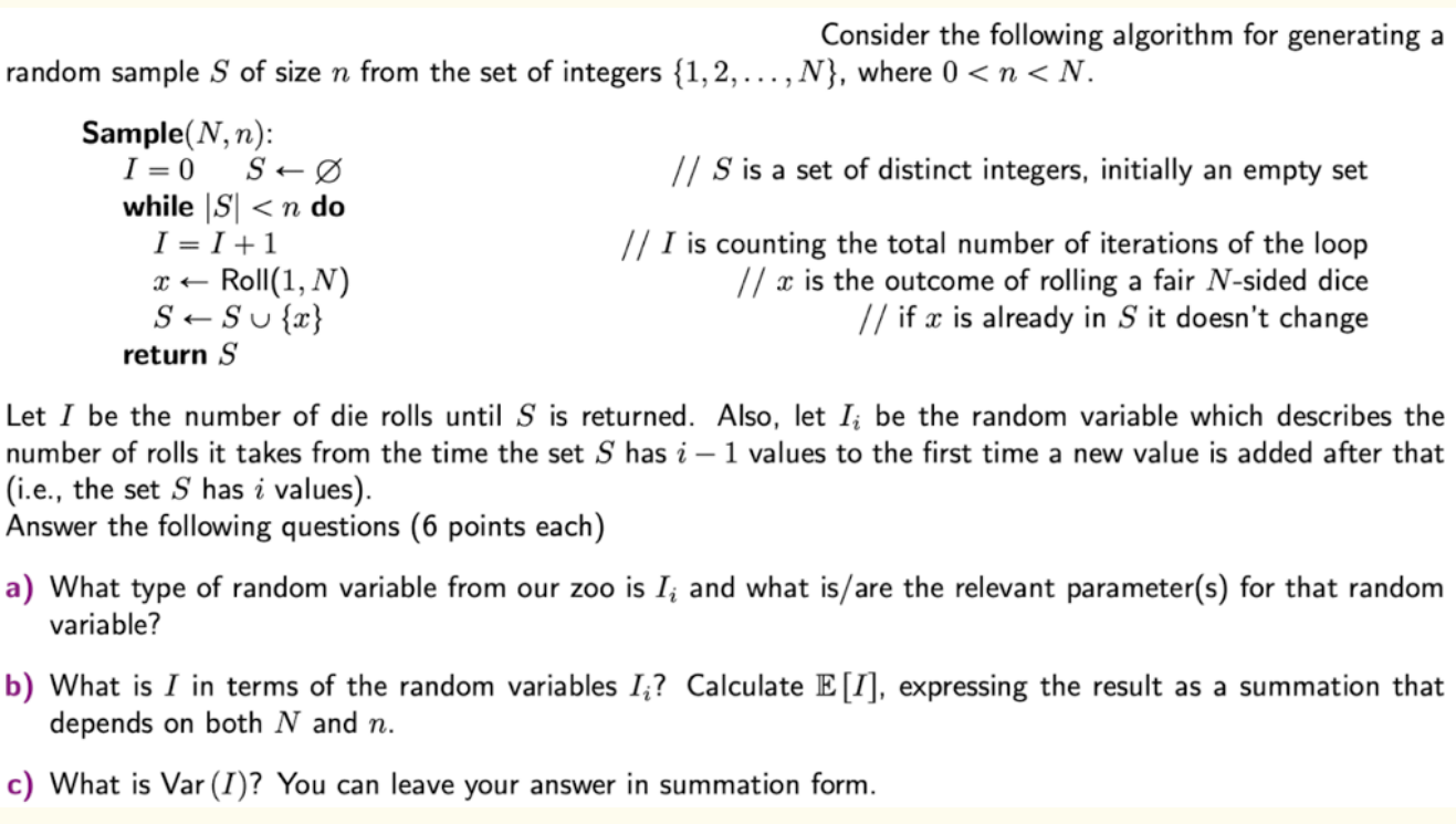 Consider the following algorithm for generating a