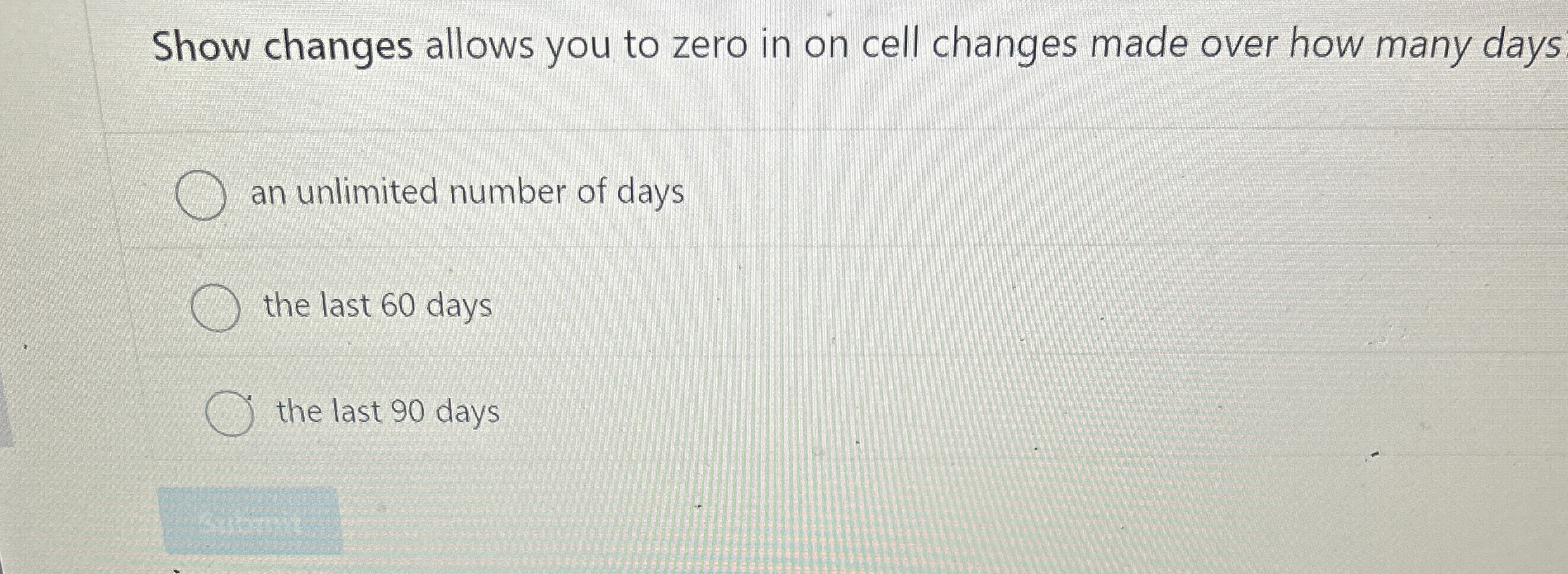 Show changes allows you to zero in on cell