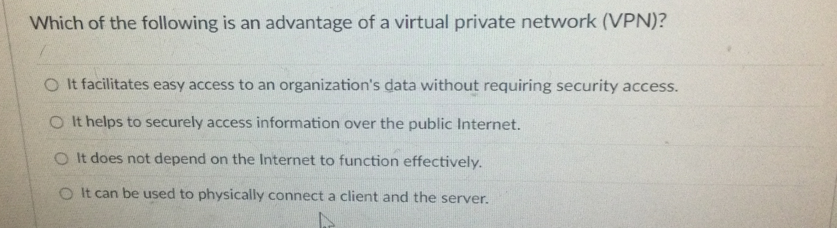 Which of the following is an advantage of a