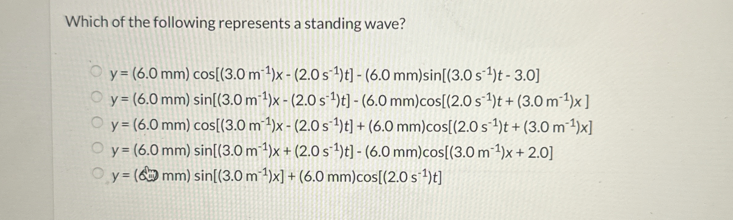 Which of the following represents a standing