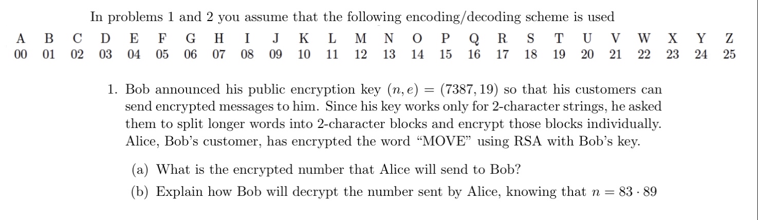 In problems 1 and 2 you assume that the following