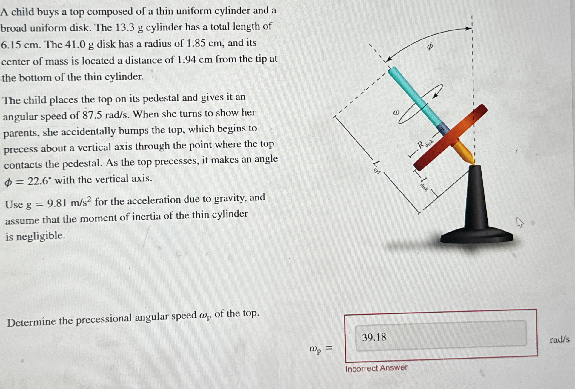 A child buys a top composed of a thin uniform