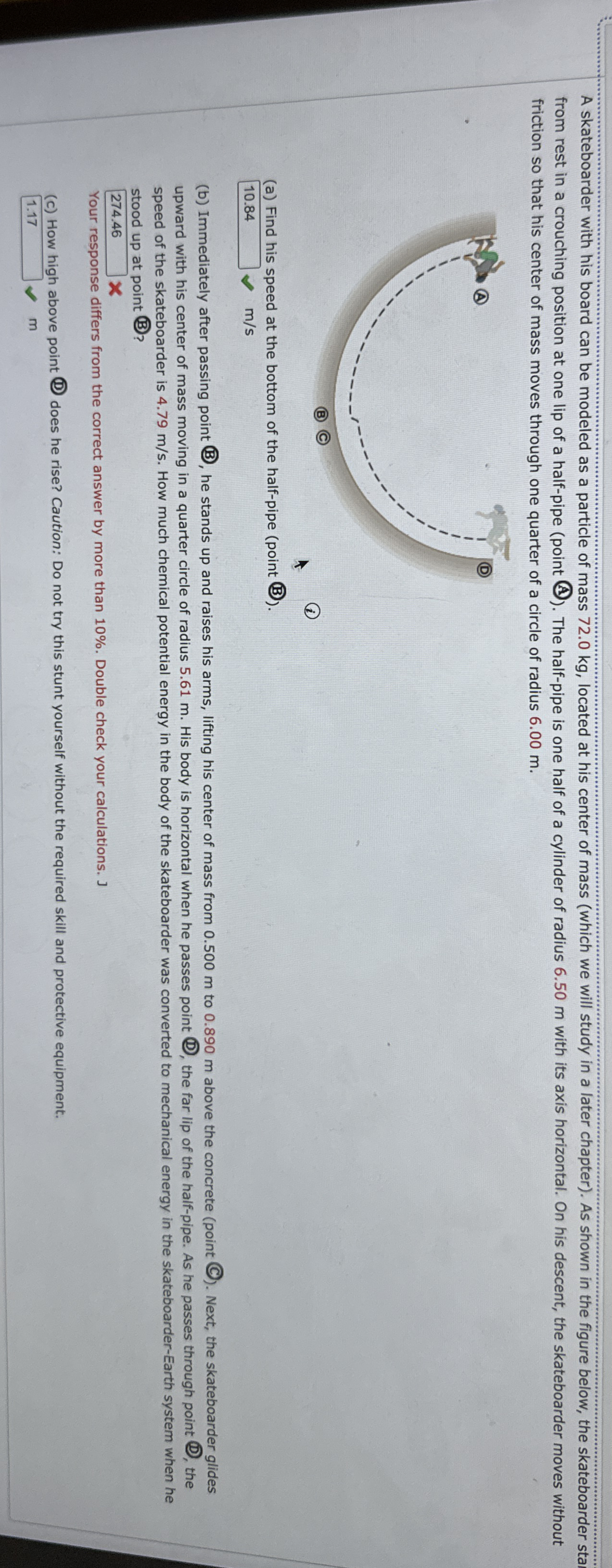 A skateboarder with his board can be modeled as a