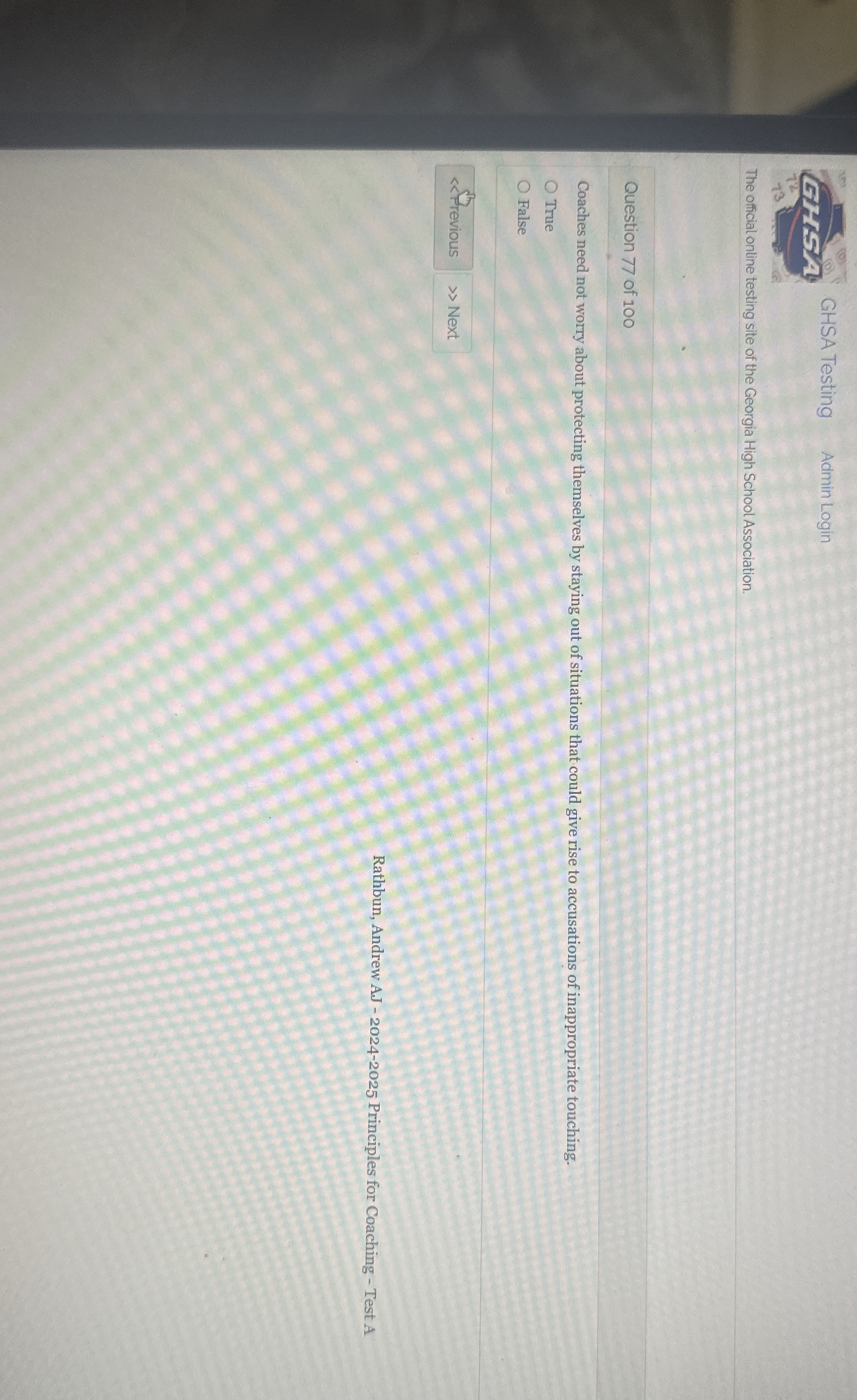 GHSA Testing Admin Login The official online