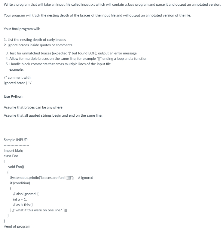 Write a program that will take an input file