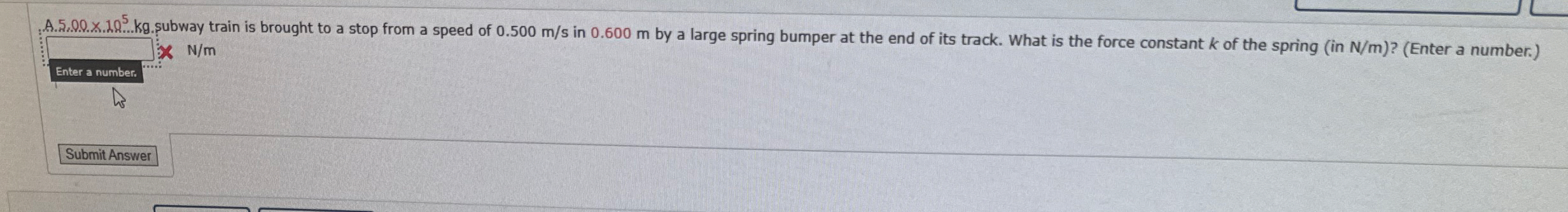 A . 5 . 0 . 0 . x . 1 0 5 . k g . subway train is
