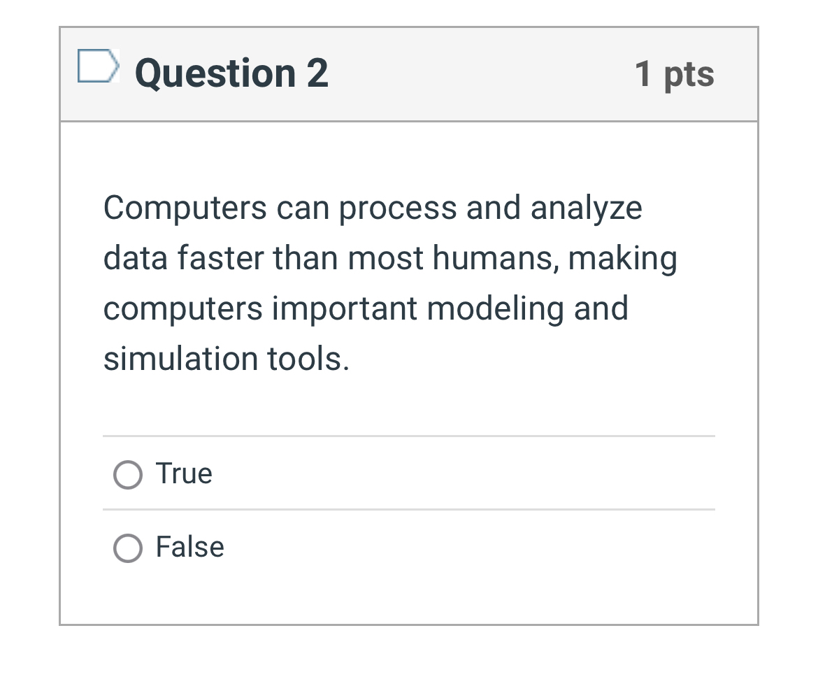 Question 2 1 pts Computers can process and