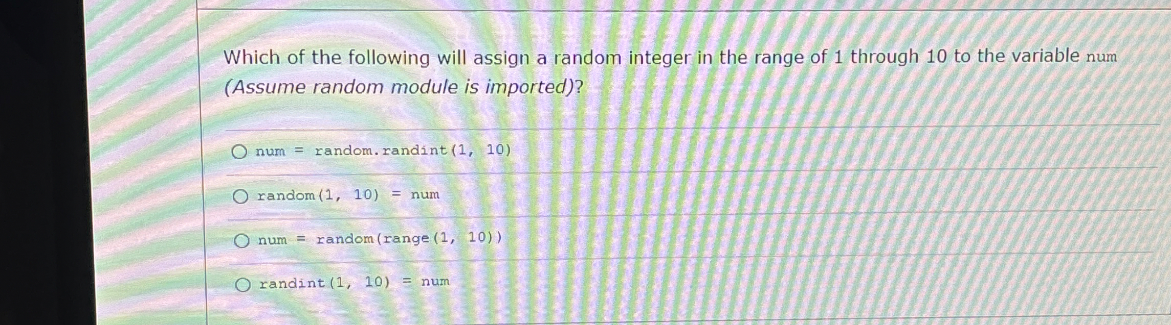 Which of the following will assign a random