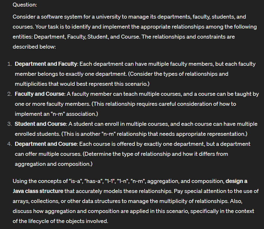 Question: Consider a software system for a