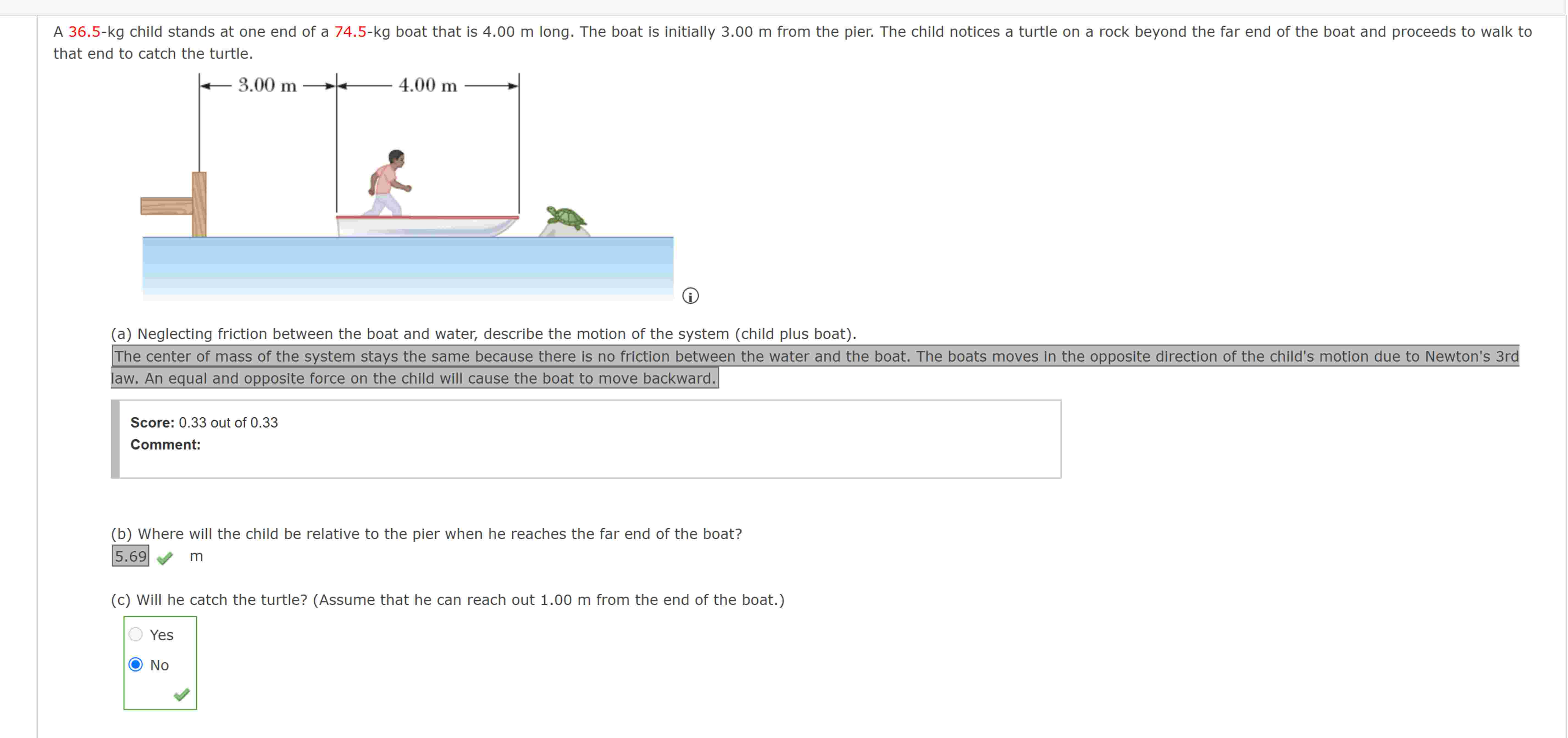 that end to catch the turtle. ( a ) Neglecting