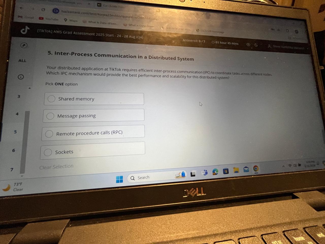 Inter - Process Communication in a Distributed
