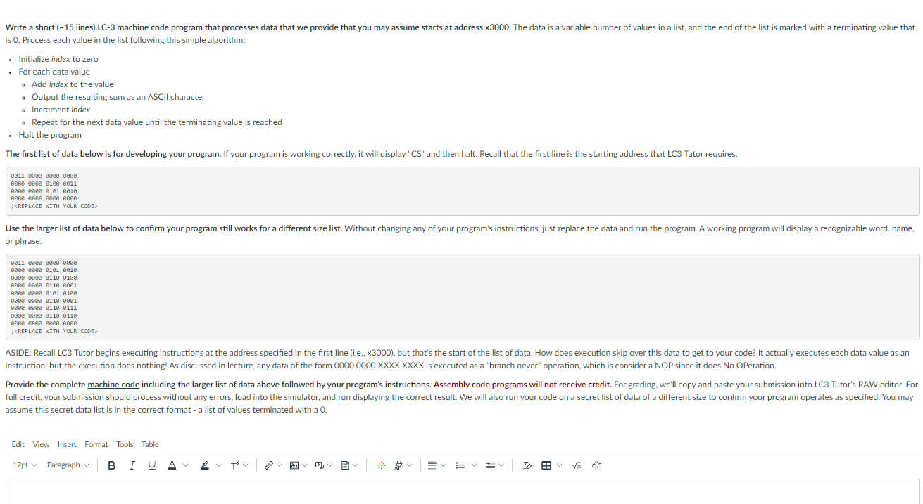 is 0 . Process each value in the list following