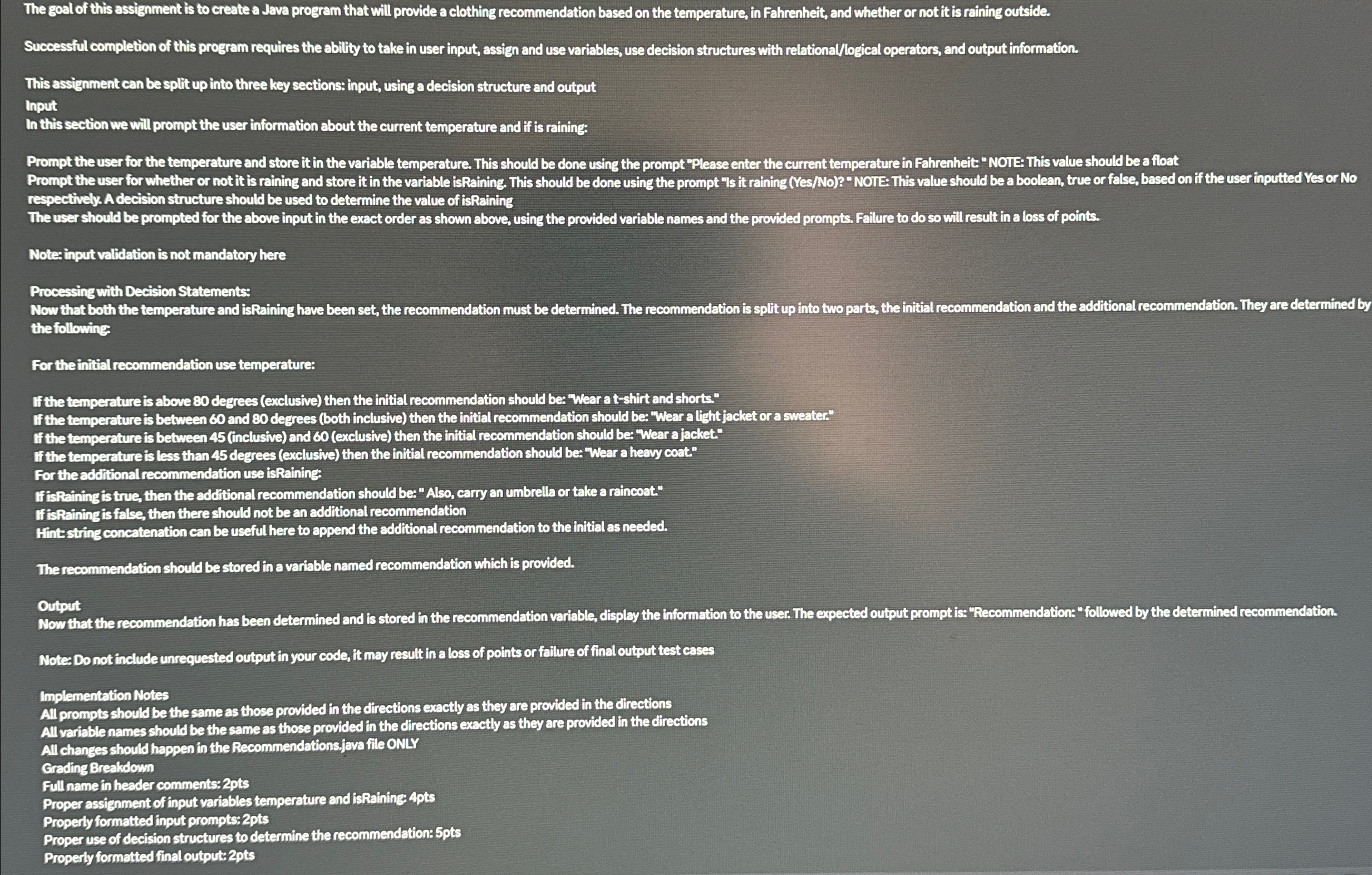 Follow the instructions. Finish the java code The