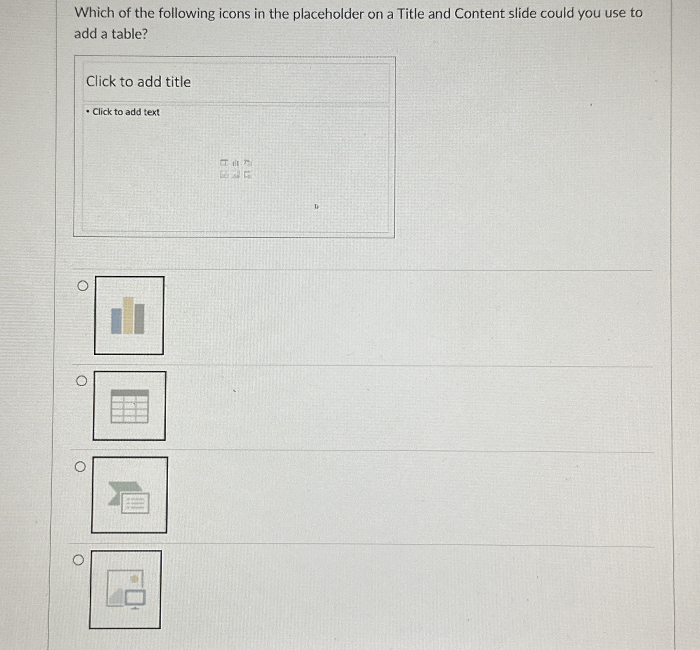 Which of the following icons in the placeholder