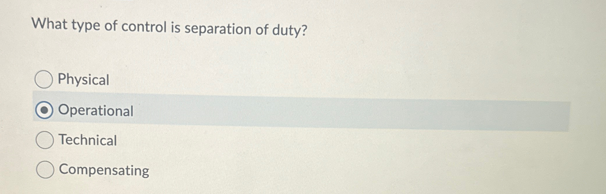 What type of control is separation of duty?