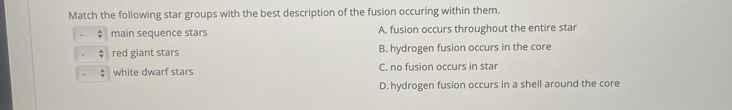 Match the following star groups with the best