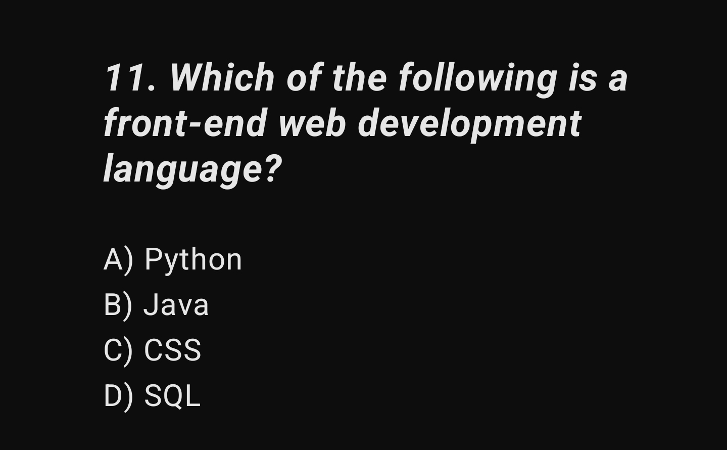 Which of the following is a front - end web
