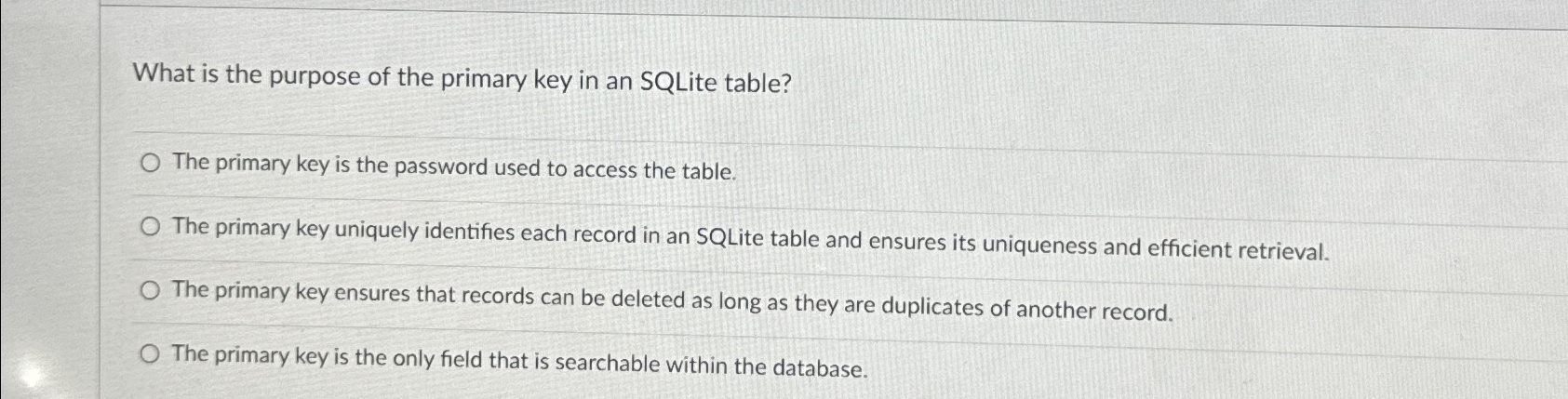 What is the purpose of the primary key in an