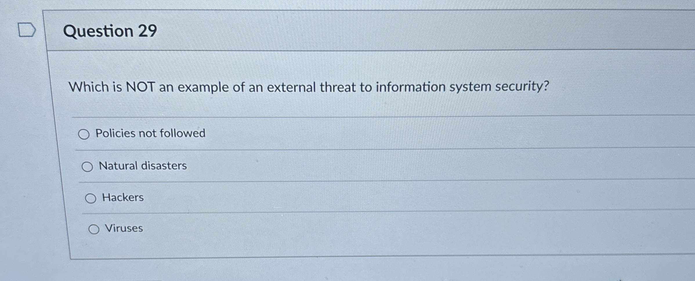 Question 2 9 Which is NOT an example of an
