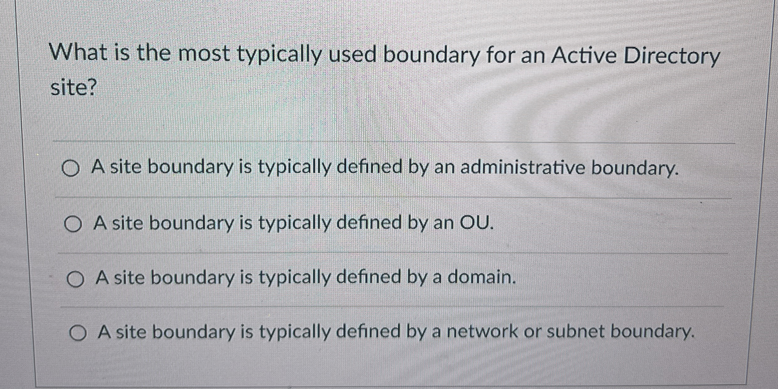 What is the most typically used boundary for an
