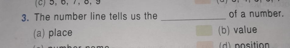 The number line tells us the of a number. ( a )