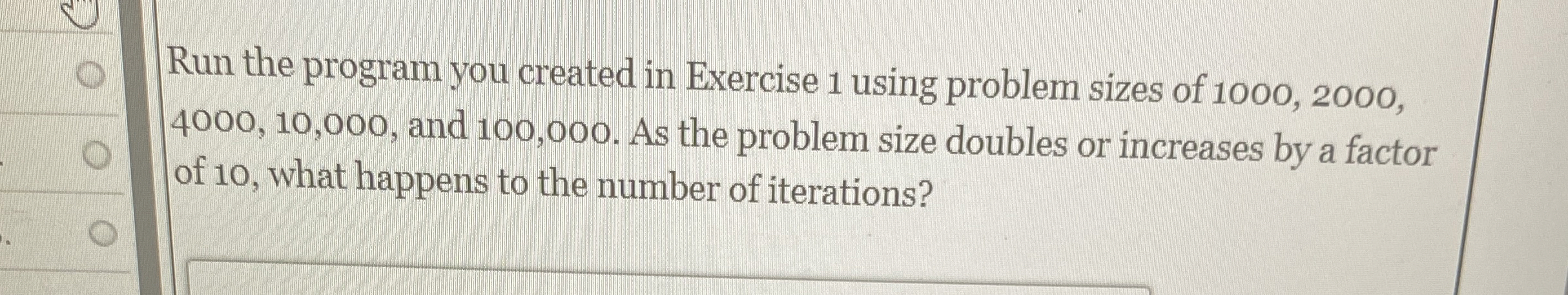 Run the program you created in Exercise 1 using
