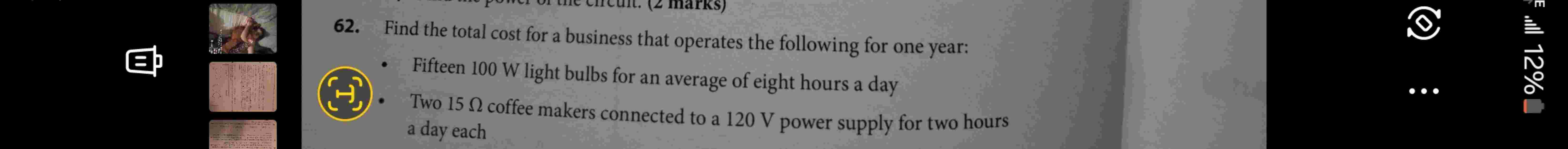 6 2 . Find the total cost for a business that