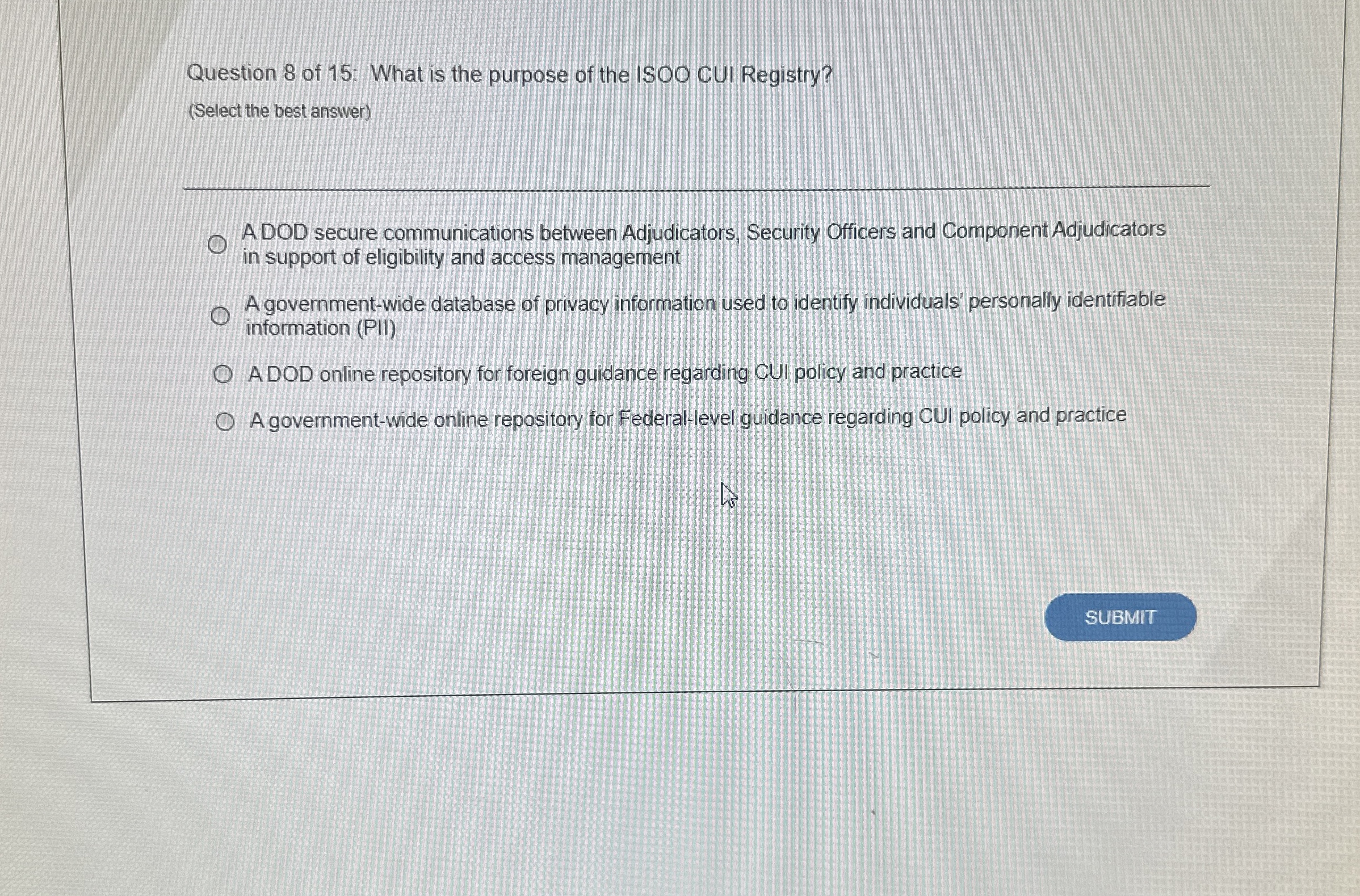 Question 8 of 1 5 : What is the purpose of the