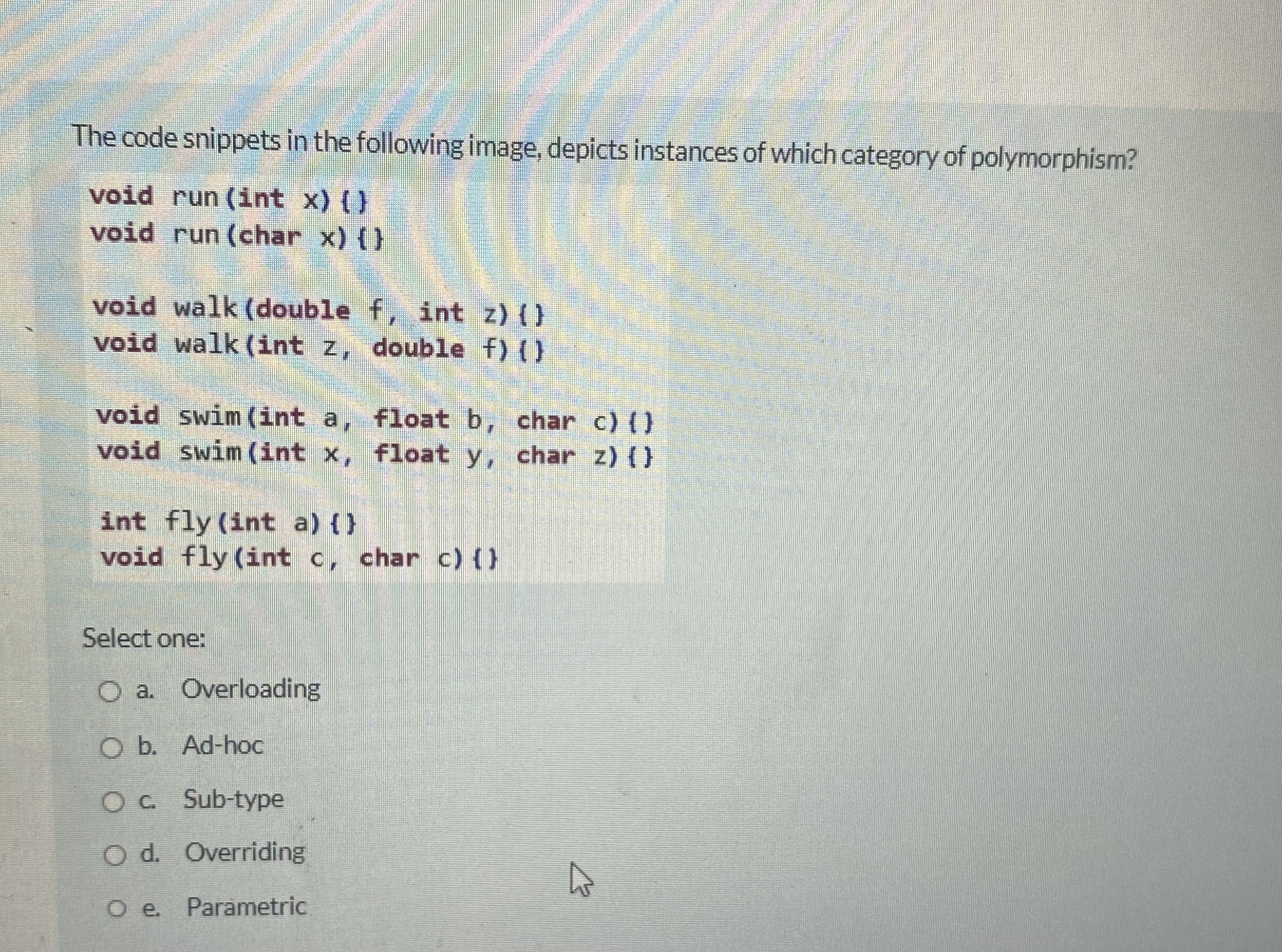 The code snippets in the following image, depicts