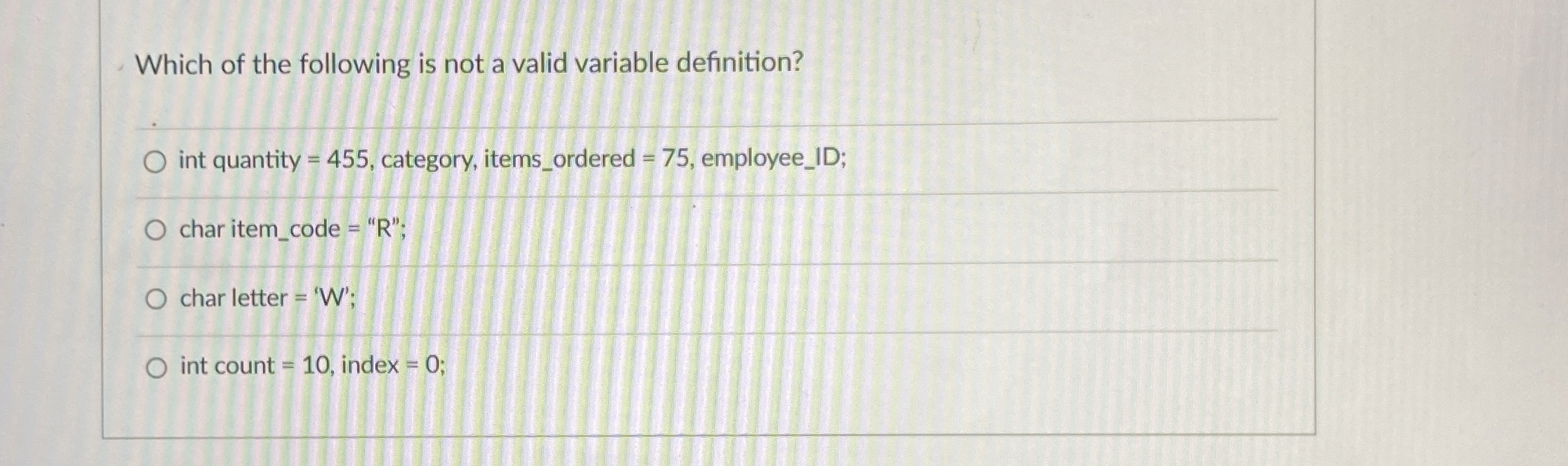 Which of the following is not a valid variable