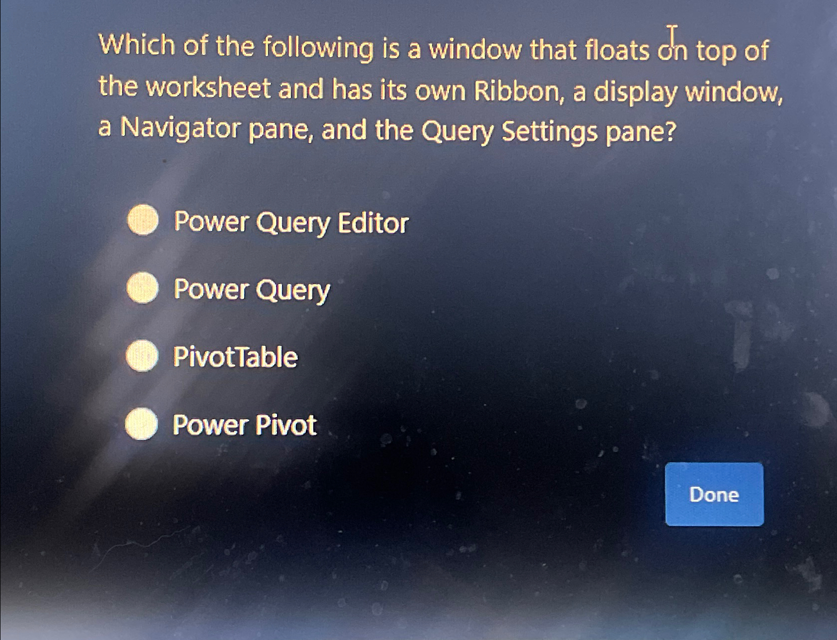 Which of the following is a window that floats on