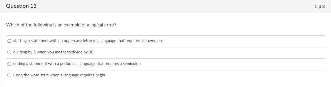 Question 1 3 Which of the following is an example