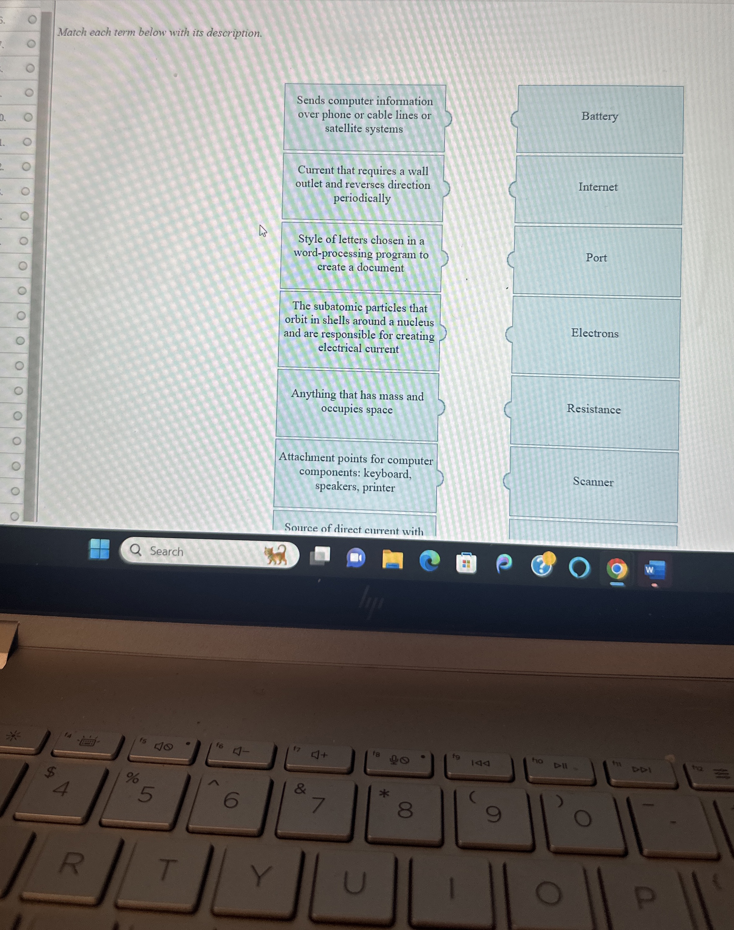 Match each term below with its description. \