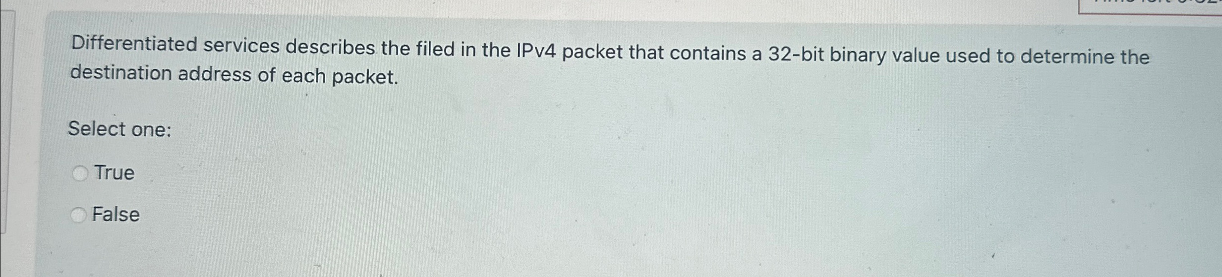 Differentiated services describes the filed in