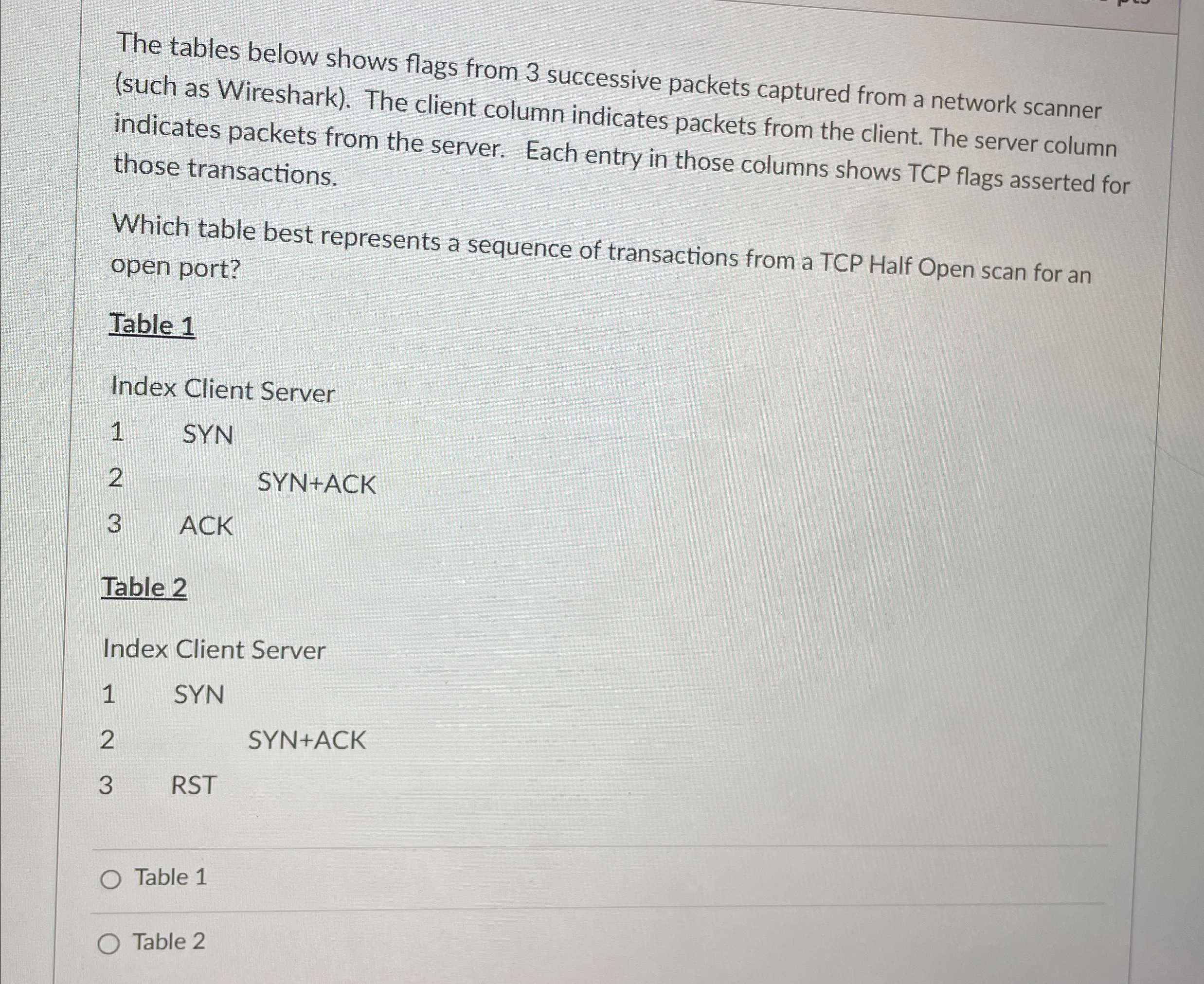 The tables below shows flags from 3 successive