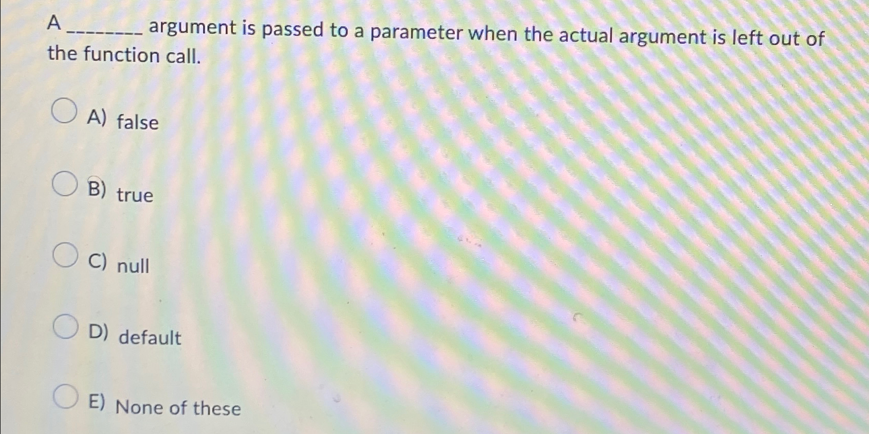 A argument is passed to a parameter when the